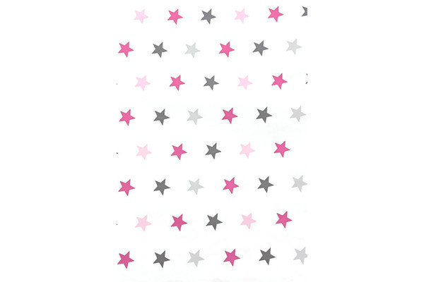 Sterretjesmotief, roze met grijs.