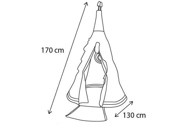 Ruime speeltent met een formaat van 130x130x170 cm (lxbxh).