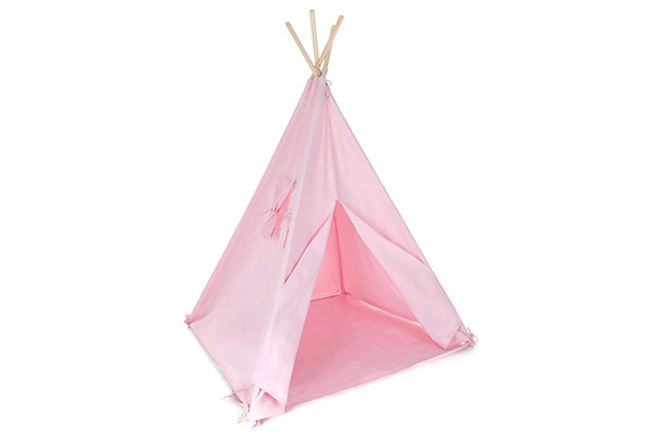 Tipi tent roze met vloerkleed.