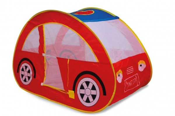 Speeltent in de vorm van een auto.